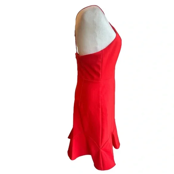 NWT Aidan Matrix Cocktail Halter Dress With Godets Red Mini Sleeveless 6